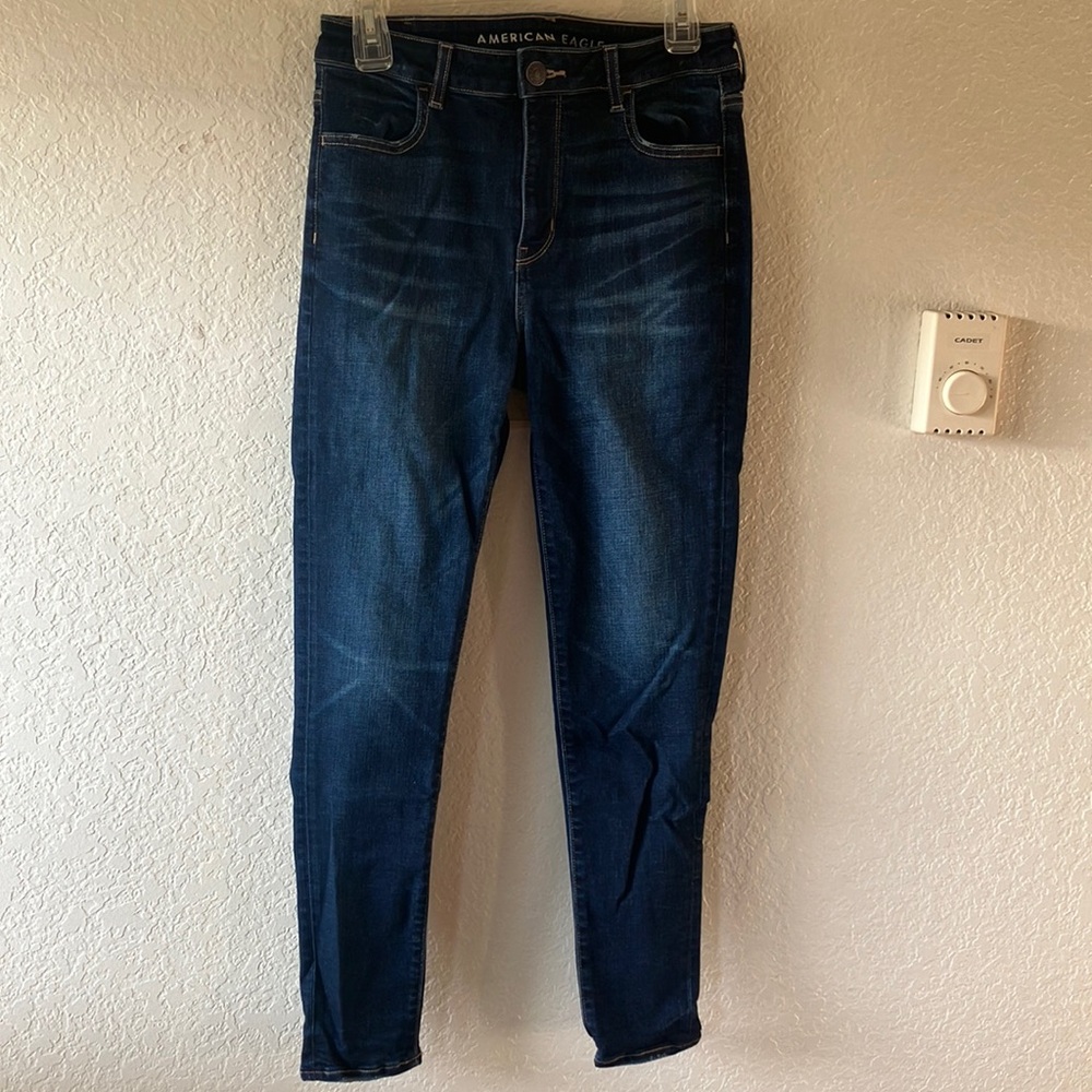 American Eagle Outfitters Blue Denim High Rise Super Stretch Jeggings women 10